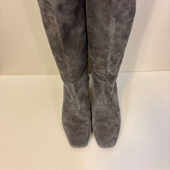 J. McLaughlin Grey Suede Heeled Knee High Tall Pull On Boots 8.5 - Picture 6 of 9